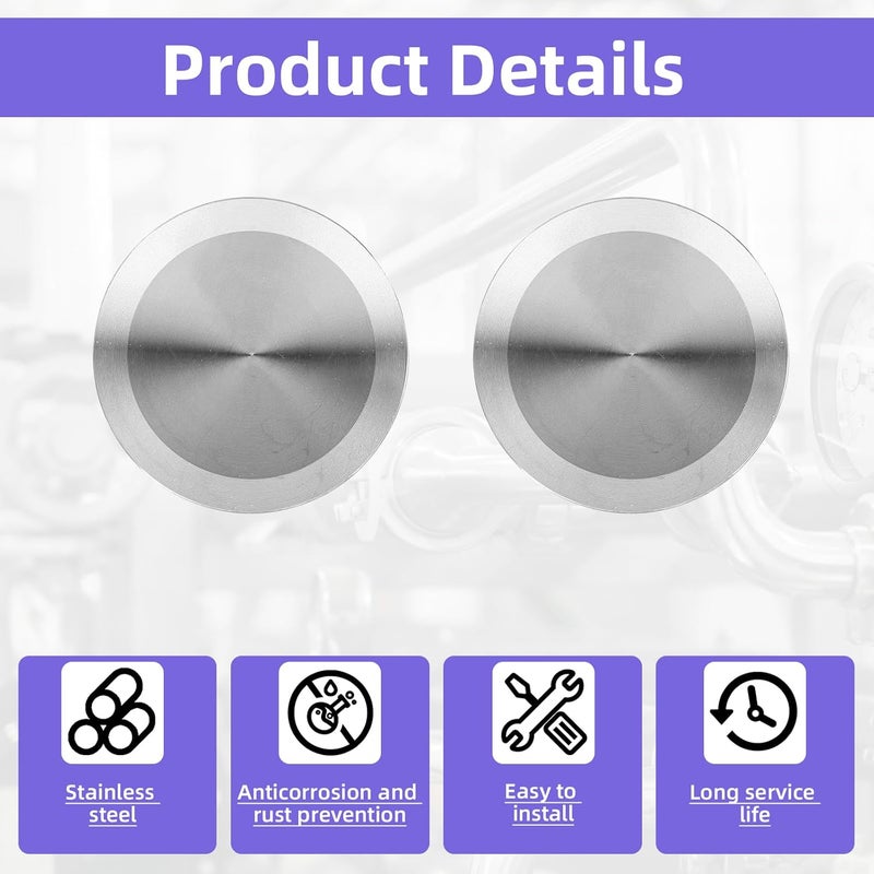 GLSJA 6pcs 1.5" Tri Clamp End Cap, Stainless Steel Sanitary Plug for 50.5mm OD Tri Clamp Clover Stainless Steel 304 Fitting Clamp with Silicone Gasket - Image 4